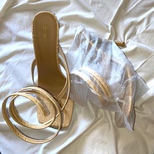 Nude Croc Strap up heels